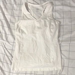 white v-neck athletic tank